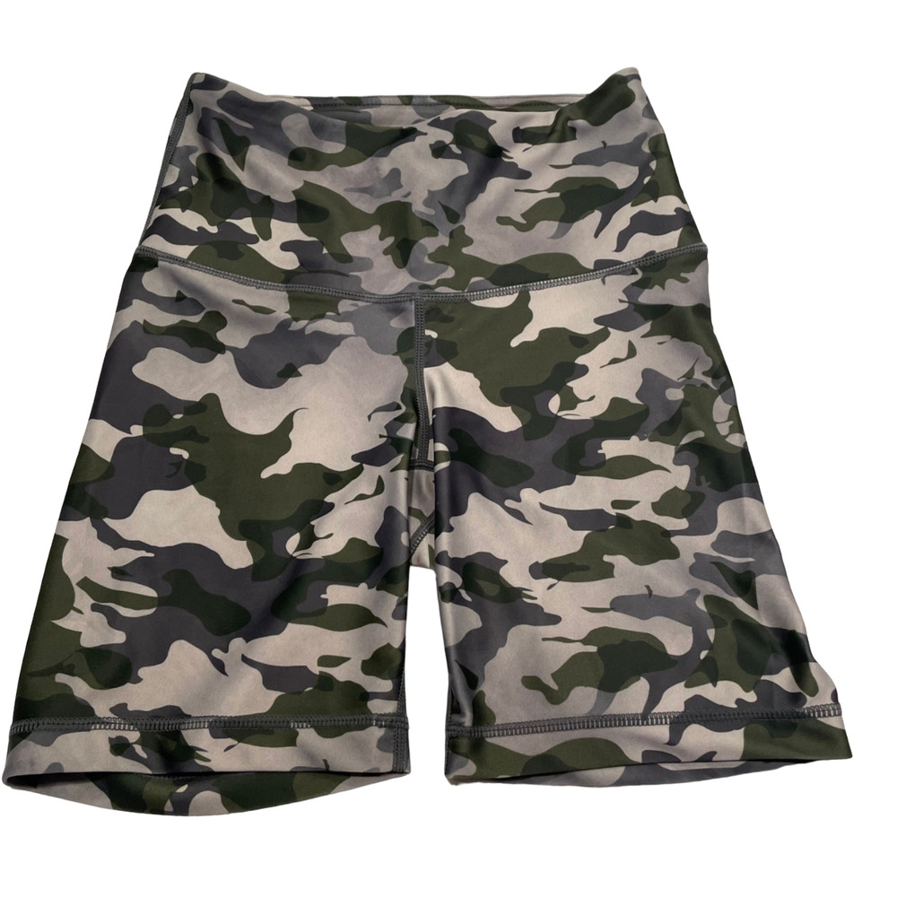 Playground Women's‎ Camouflage Bike Shorts XS Olive Camo High Waist Activewear